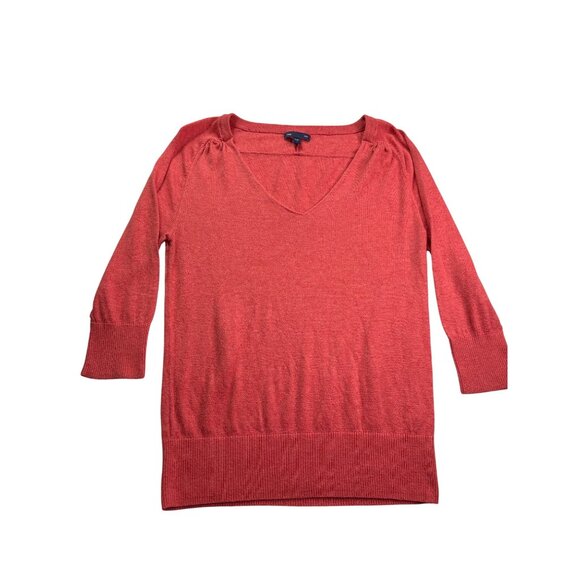 Gap Factory Coral V-Neck Lightweight Sweater Size S Pullover Knit Top - Picture 1 of 5
